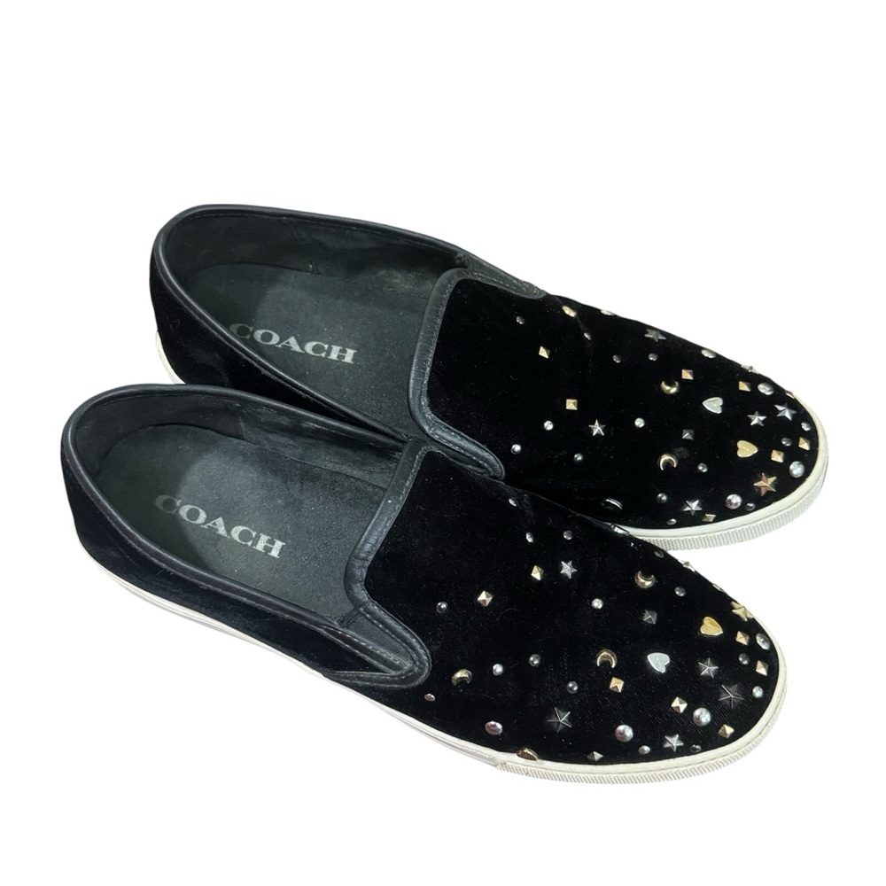Coach Black Slip-On Sneakers with Studded Accents - Picture 6 of 9